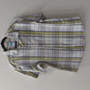 Columbia short sleeve button up green and blue plaid size XL